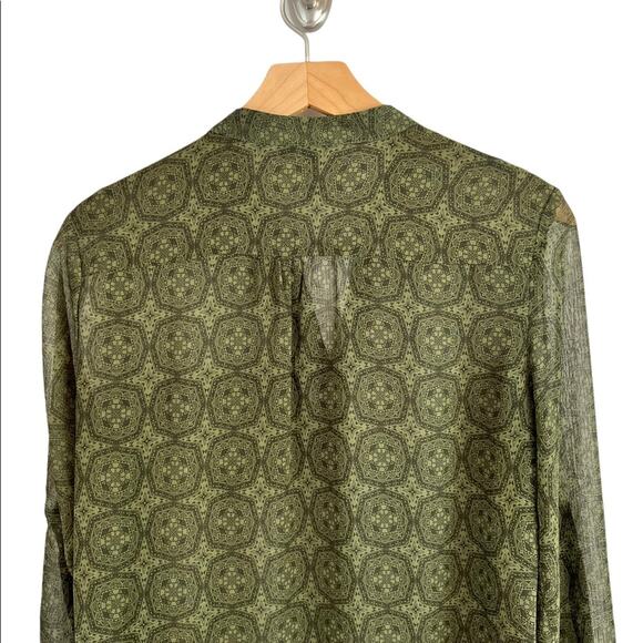 Kut From The Kloth Shirt Top Long Sleeved Sheer Green Button Front Blouse Size S - Picture 4 of 14